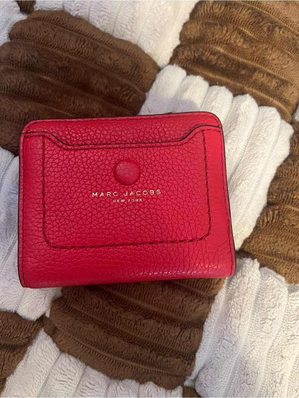 Marc Jacobs Compact Snap Leather Wallet in Rosey Red NWTS!